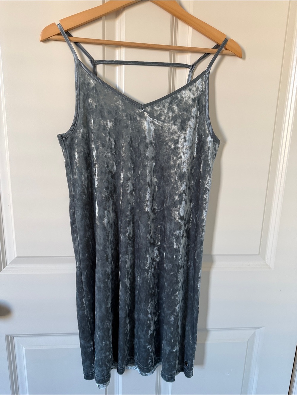 Roxy Crushed Velvet Mini Dress in Slate Gray